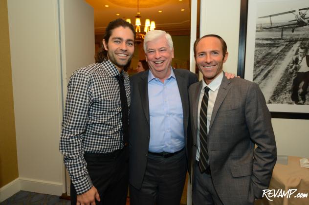 Actor and filmaker Adrian Grenier, MPAA Chairman and CEO Chris Dodd, and producer Peter Glatzer.